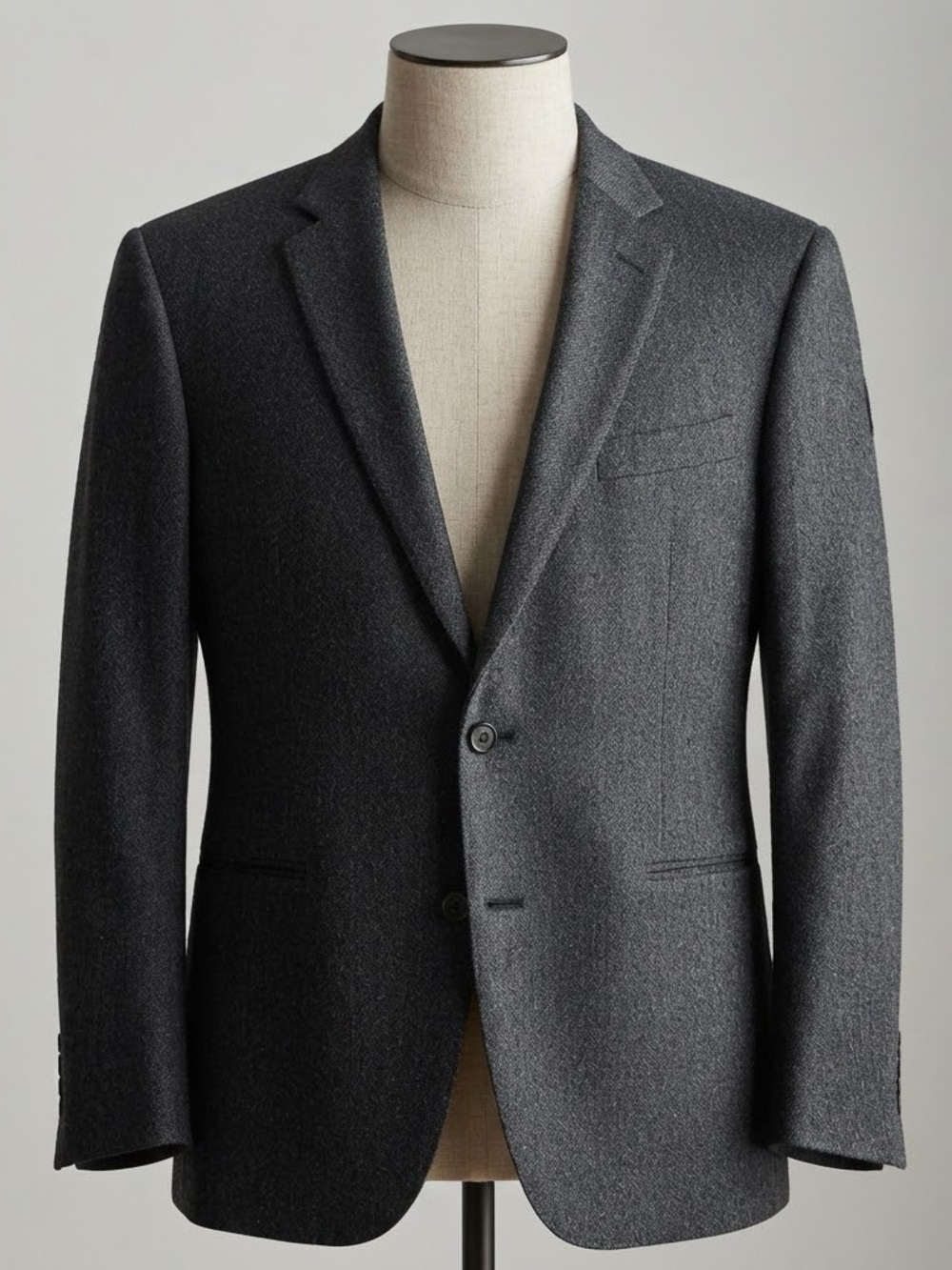 🔥Jean Paul Germain 🩶 Charcoal Gray Two-Button Wool-Blend Blazer 🖤Designer Made